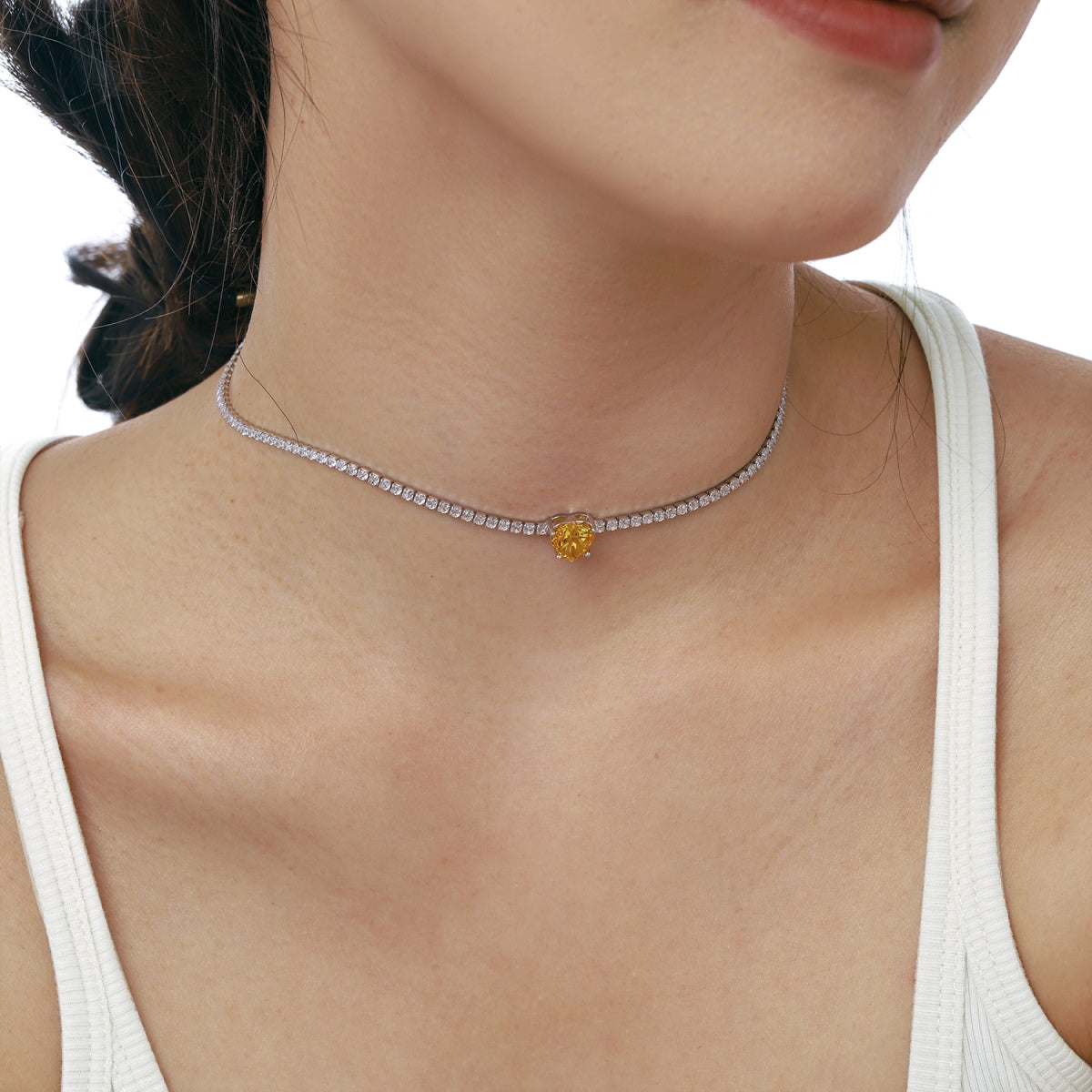 [Regalia jewelry]2.0 Carat Sparkling Tennis Heart Cut Necklace