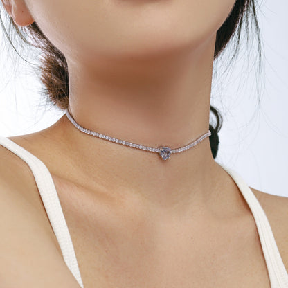 [Regalia jewelry]2.0 Carat Sparkling Tennis Heart Cut Necklace