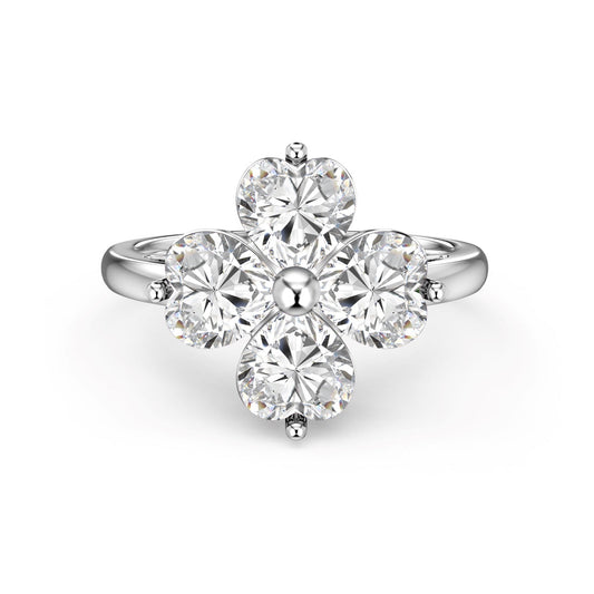 [Regalia jewelry]Heart-shaped Four-Leaf Clover Ball Ring