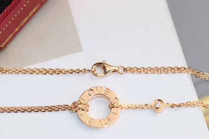 [Regalia jewelry]LOVE NECKLACE ADJUSTABLE ROSE GOLD 2 DIAMOND