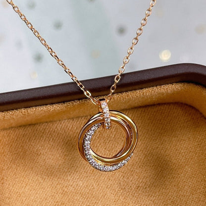 [Regalia jewelry]TRINITY NECKLACE SILVER GOLD PINK GOLD DIAMONDS
