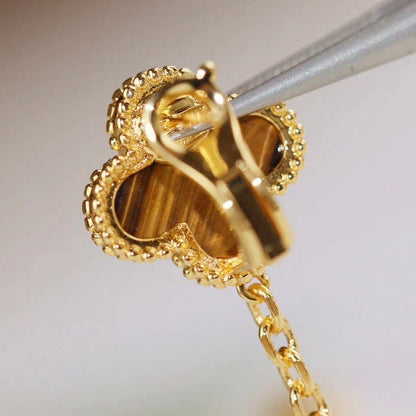 [Regalia jewelry]CLOVER  2 MOTIF  TIGER EYE CARNELIAN EARRINGS