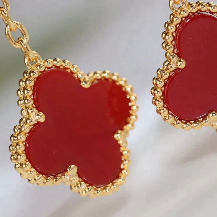 [Regalia jewelry]CLOVER  2 MOTIF  TIGER EYE CARNELIAN EARRINGS