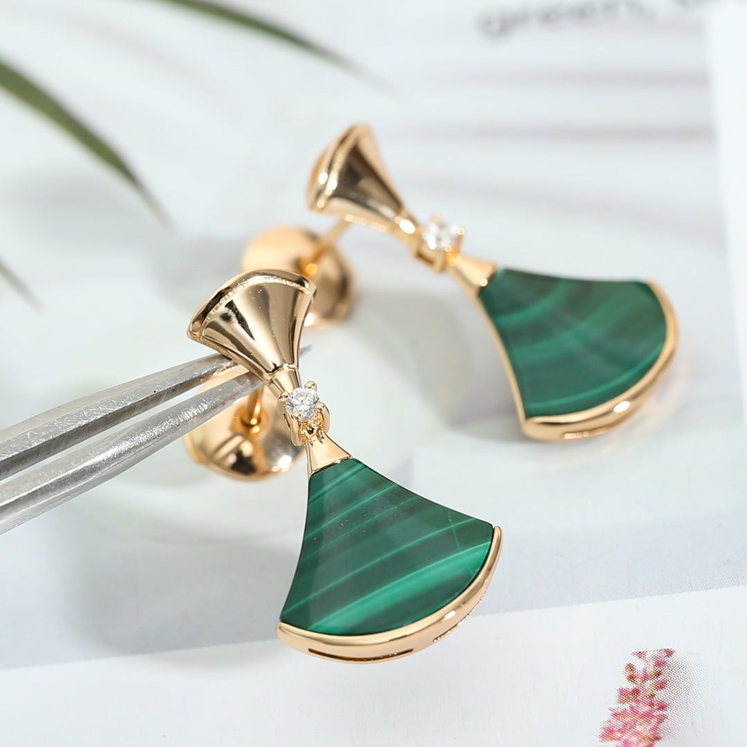 [Regalia jewelry]DREAM MALACHITE PINK GOLD EARRINGS