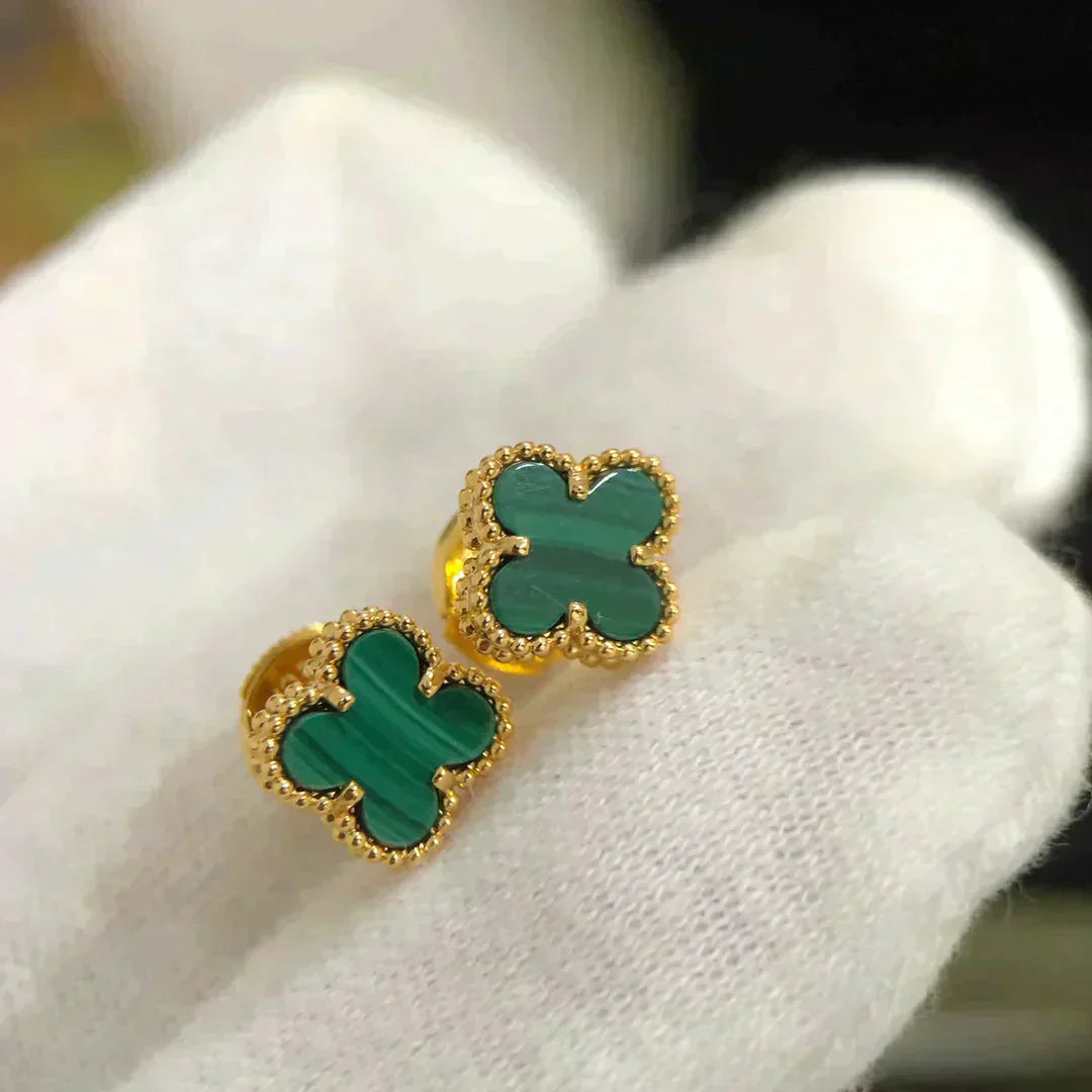 [Regalia jewelry]CLOVER MINI 9.5MM MALACHITE  EARRINGS