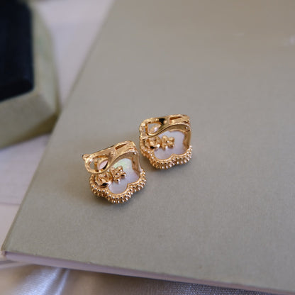 [Regalia jewelry]LUCKY PINK GOLD WHITE MOP EARRINGS