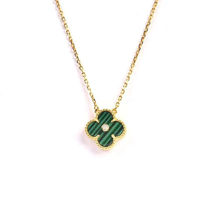 [Regalia jewelry]CLOVER 15MM DIAMOND TURQUOISE NECKLACE