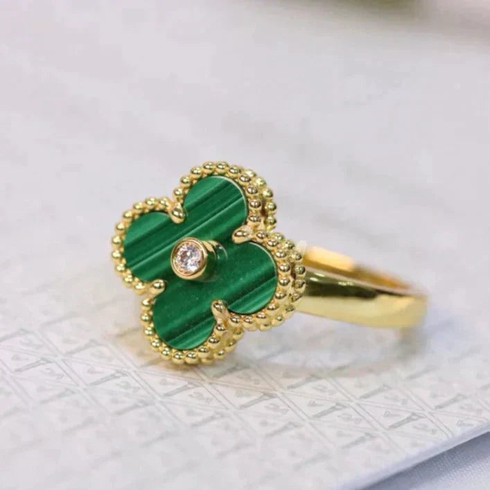 [Regalia jewelry]CLOVER MALACHITE RING GOLD DIAMOND