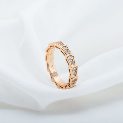 [Regalia jewelry]SERPENTI RING PINK GOLD DIAMOND PAVED 3MM