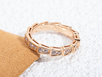 [Regalia jewelry]SERPENTI RING PINK GOLD DIAMOND PAVED 3MM