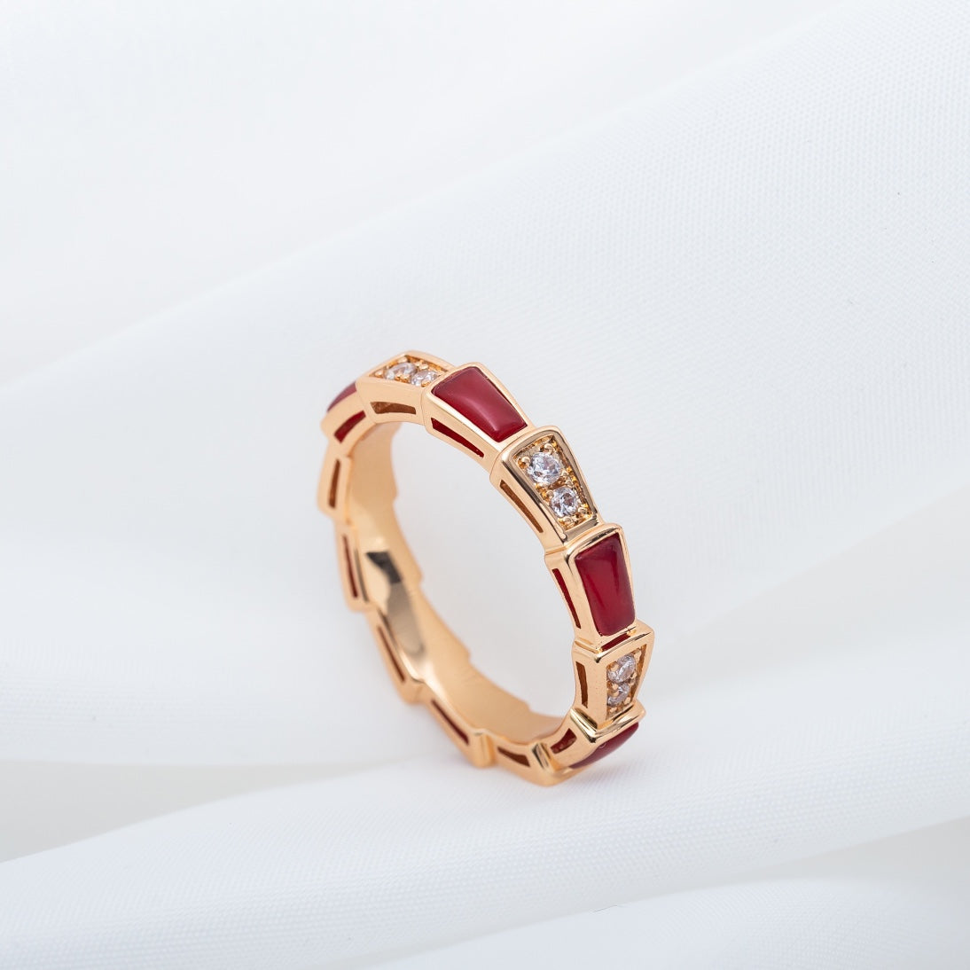 [Regalia jewelry]SERPENTI RING PINK GOLD CARNELIAN DIAMOND 3MM
