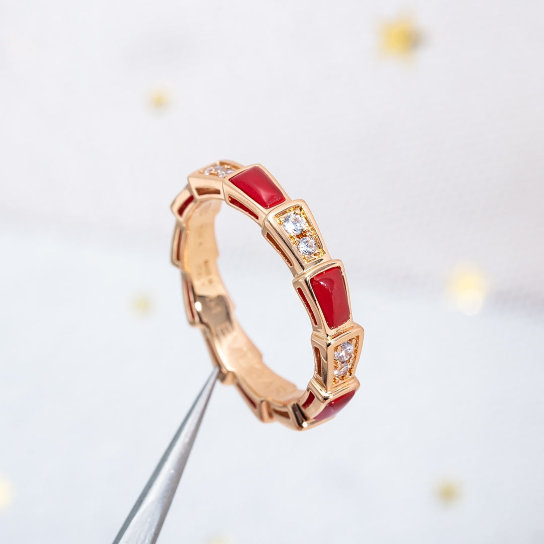 [Regalia jewelry]SERPENTI RING PINK GOLD CARNELIAN DIAMOND 3MM