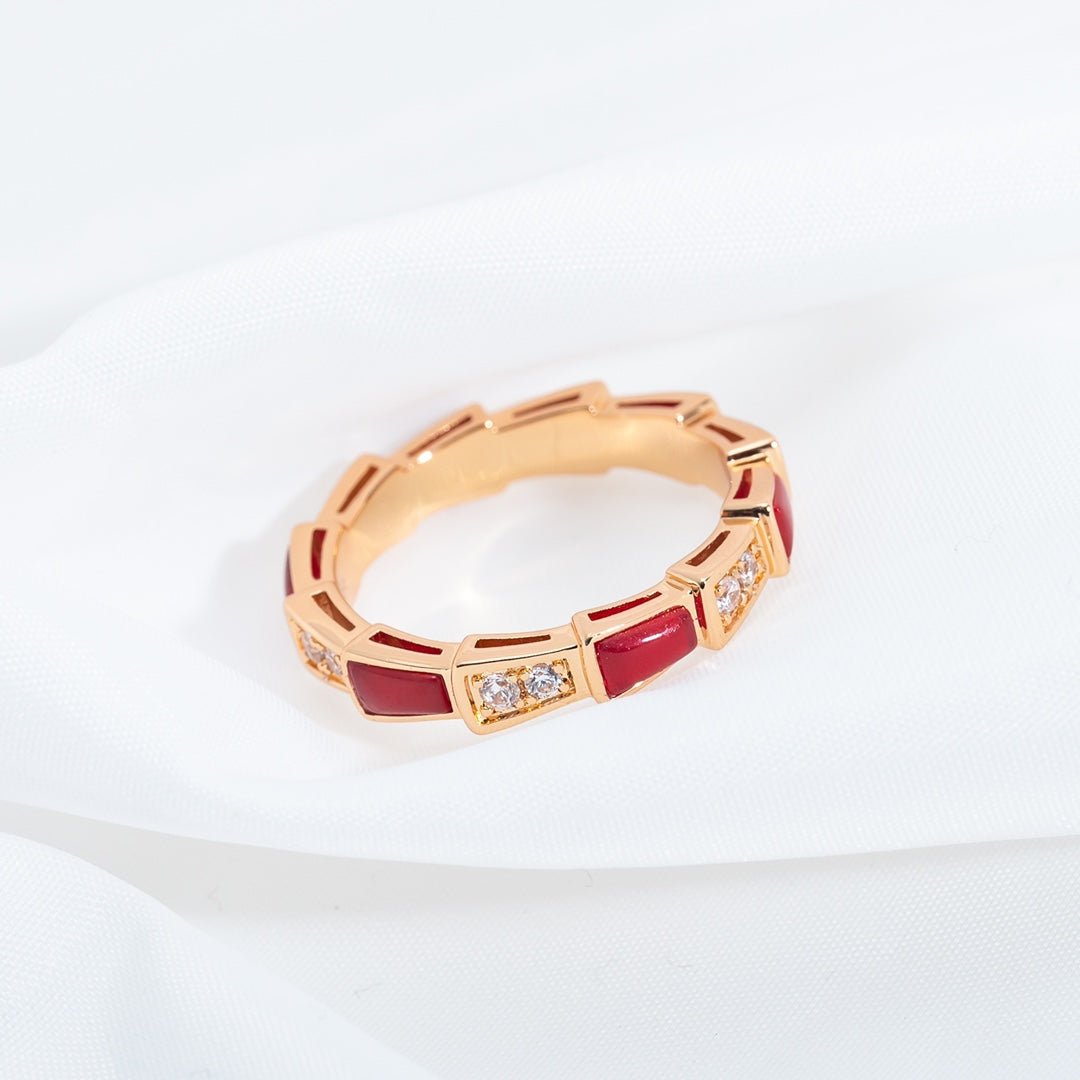 [Regalia jewelry]SERPENTI RING PINK GOLD CARNELIAN DIAMOND 3MM