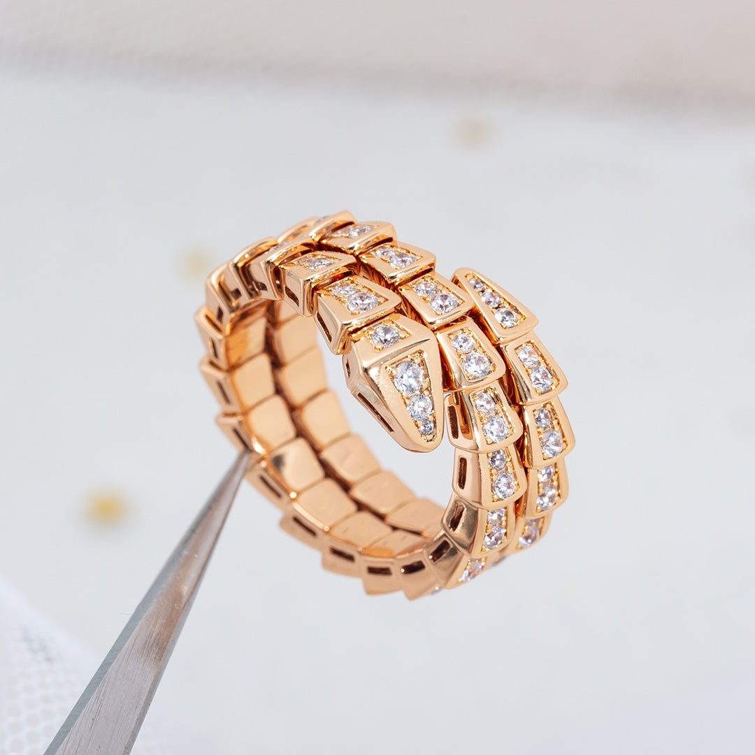 [Regalia jewelry]SERPENTI RING PINK GOLD DIAMOND DOUBLE ROW
