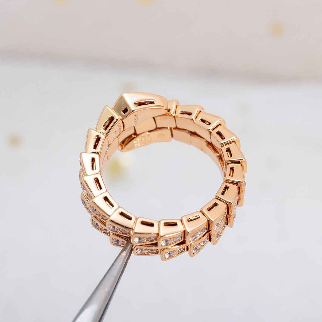 [Regalia jewelry]SERPENTI RING PINK GOLD DIAMOND DOUBLE ROW