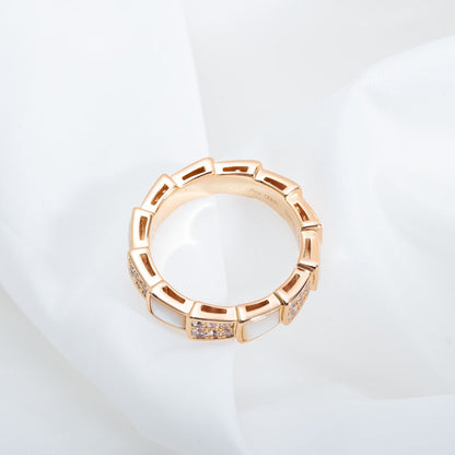 [Regalia jewelry]SERPENTI RING PINK GOLD MOP DIAMOND PAVED 4MM