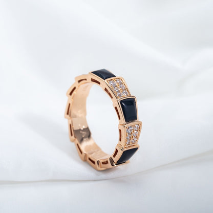 [Regalia jewelry]SERPENTI RING PINK GOLD BLACK MOP DIAMOND PAVED 4MM