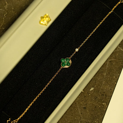 [Regalia jewelry]SUN MALACHITE 1 DIAMOND PINK GOLD BRACELET