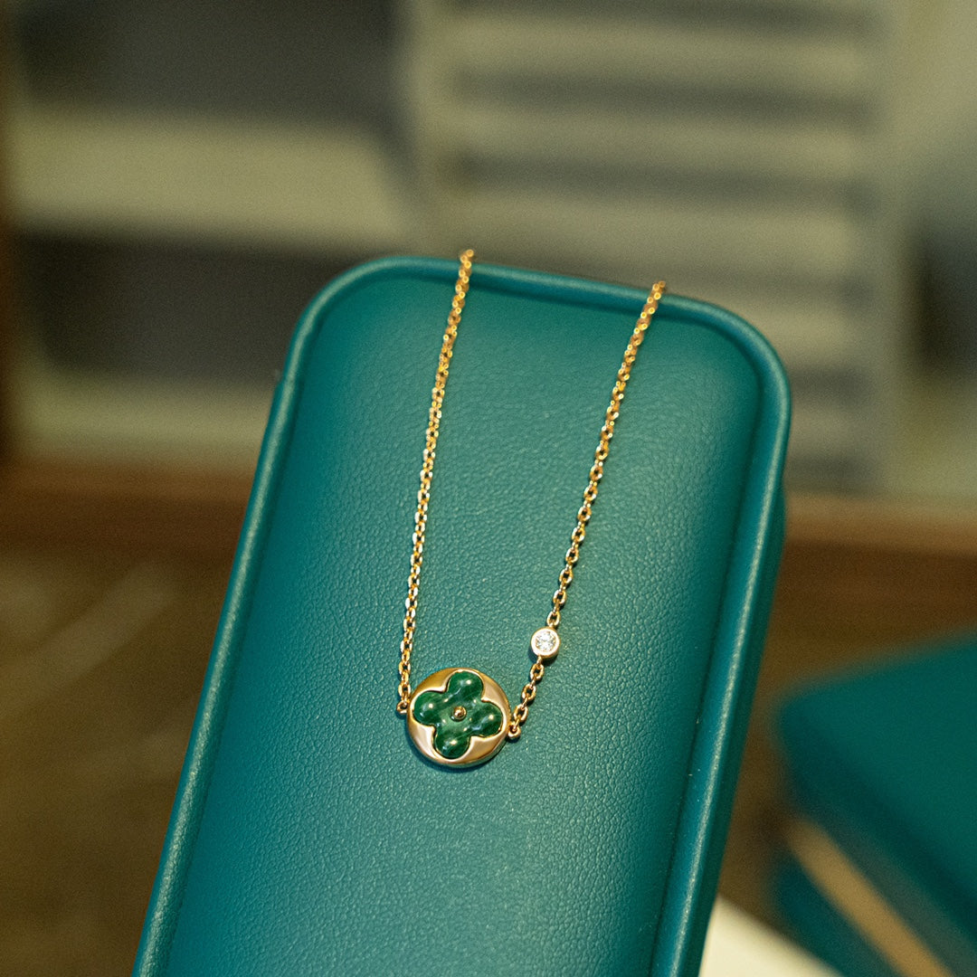 [Regalia jewelry]SUN MALACHITE 1 DIAMOND PINK GOLD BRACELET