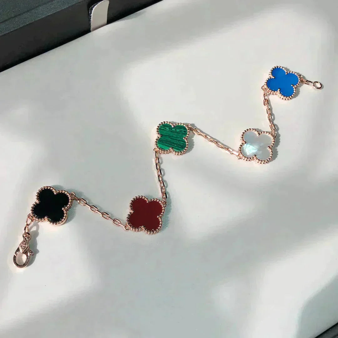 [Regalia jewelry]CLOVER 5 MOTIFS MULTICOLOR  BRACELET