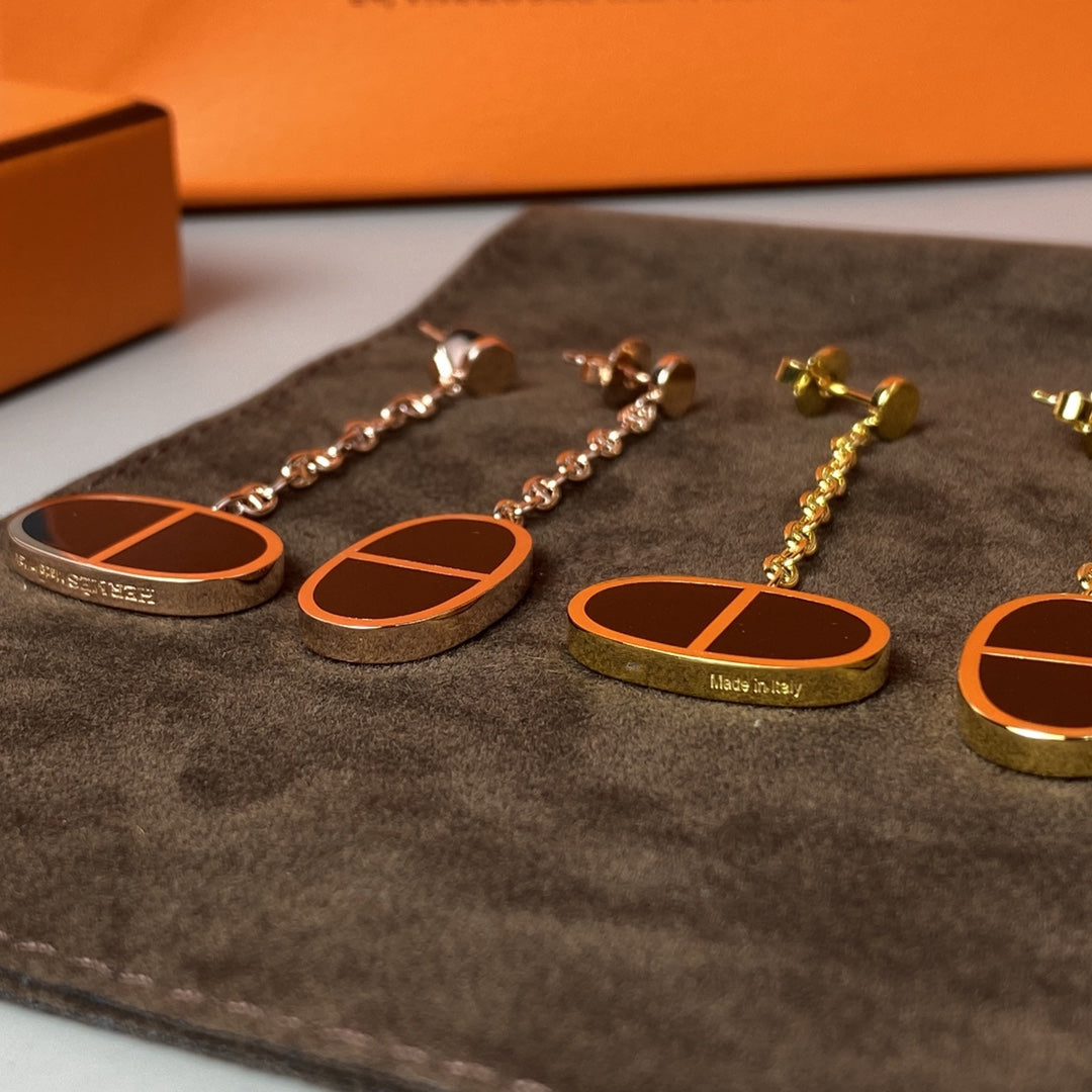 [Regalia jewelry]CHAINE VERSO BLACK CERAMIC EARRINGS