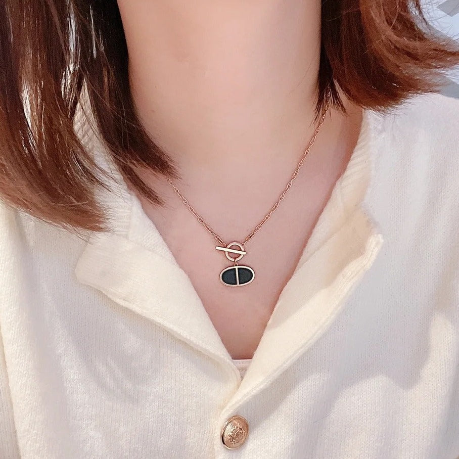 [Regalia jewelry]CHAINE VERSO BLACK CERAMIC NECKLACE