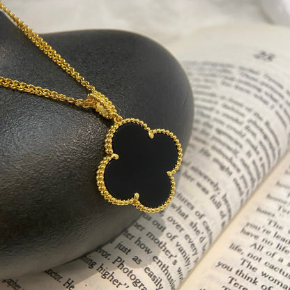 [Regalia jewelry]CLOVER 25MM NECKLACE GOLD ONYX