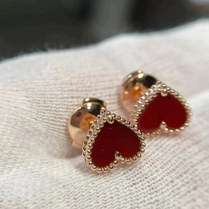 [Regalia jewelry]HEART CARNELIAN STUD EARRINGS