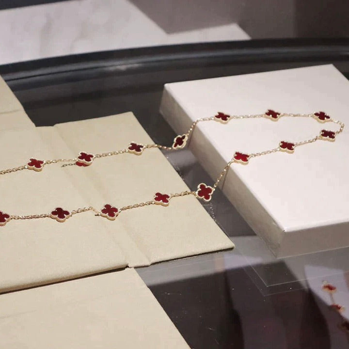 [Regalia jewelry]CLOVER 20 MOTIFS CARNELIAN NECKLACE