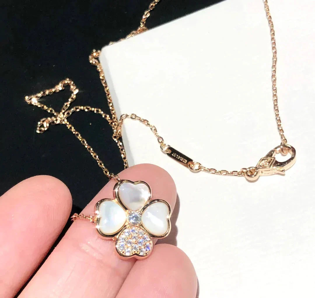 [Regalia jewelry]CLOVER MOP DIAMOND ROSE GOLD NECKLACE