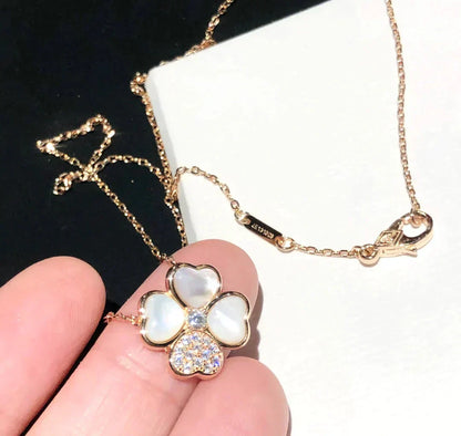 [Regalia jewelry]CLOVER MOP DIAMOND ROSE GOLD NECKLACE