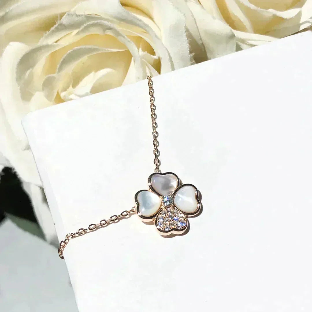 [Regalia jewelry]CLOVER MOP DIAMOND ROSE GOLD NECKLACE