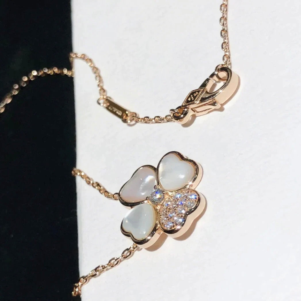[Regalia jewelry]CLOVER MOP DIAMOND ROSE GOLD NECKLACE