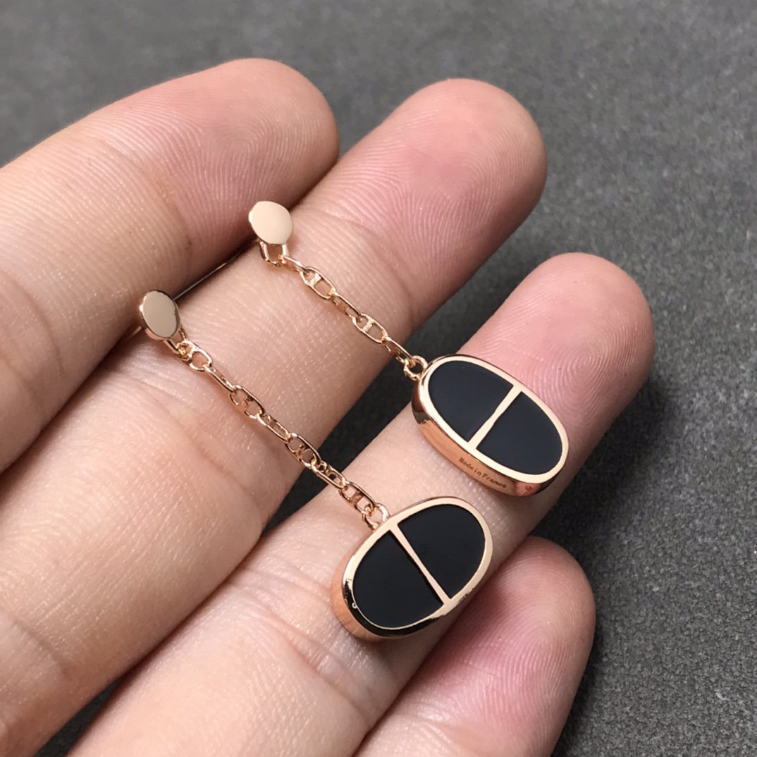 [Regalia jewelry]CHAINE VERSO BLACK CERAMIC SILVER EARRINGS