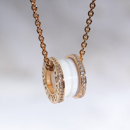 [Regalia jewelry]ZERO 1 WHITE CERAMIC PINK GOLD DIAMOND NECKLACE