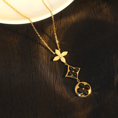 [Regalia jewelry]STAR AND SUN ONYX PINK GOLD NECKLACE
