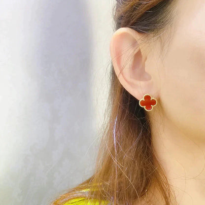 [Regalia jewelry]CLOVER MEDIUM 1 MOTIFS CARNELIAN  EARRINGS