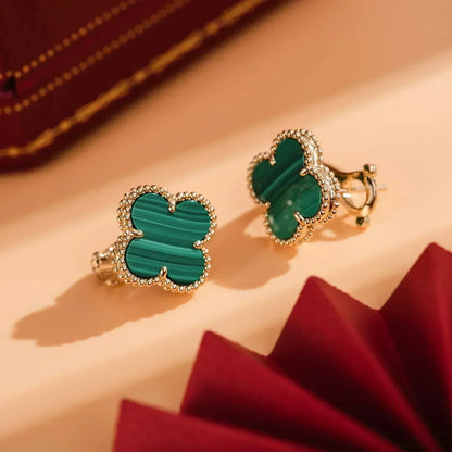 [Regalia jewelry]CLOVER MEDIUM 1 MOTIFS MALACHITE  EARRINGS