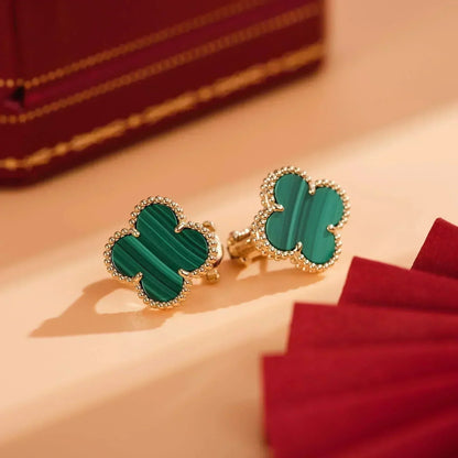 [Regalia jewelry]CLOVER MEDIUM 1 MOTIFS MALACHITE  EARRINGS