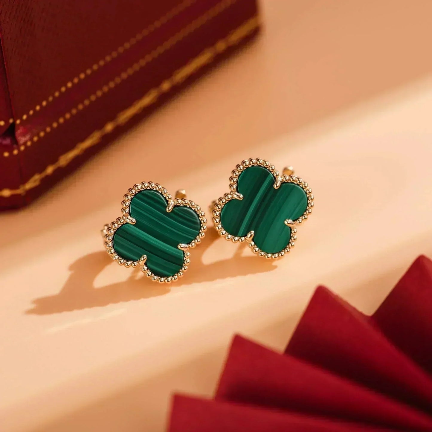 [Regalia jewelry]CLOVER MEDIUM 1 MOTIFS MALACHITE  EARRINGS