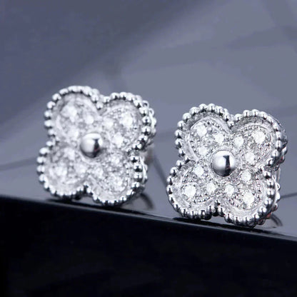 [Regalia jewelry]CLOVER 1 MOTIFS DIAMOND STUD EARRINGS SILVER