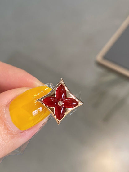 [Regalia jewelry]STAR AND SUN PINK GOLD CARNELIAN STUD EARRINGS