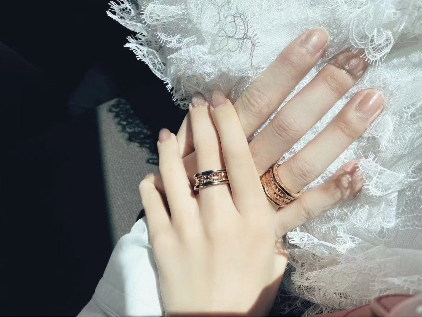 [Regalia jewelry]ZERO 1 ROCK BLACK CERAMIC PINK GOLD LARGE MODEL