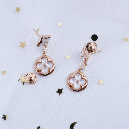 [Regalia jewelry]STAR AND SUN PINK GOLD MOP DROP EARRINGS