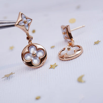[Regalia jewelry]STAR AND SUN PINK GOLD MOP DROP EARRINGS