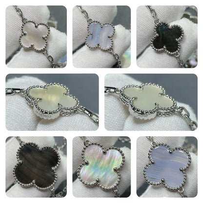 [Regalia jewelry]CLOVER 16 MOTIF CHALCEDONY MOP SILVER NECKLACE