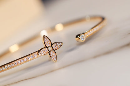 [Regalia jewelry]IDYLLE GOLD OPEN BRACELET DIAMOND PAVED