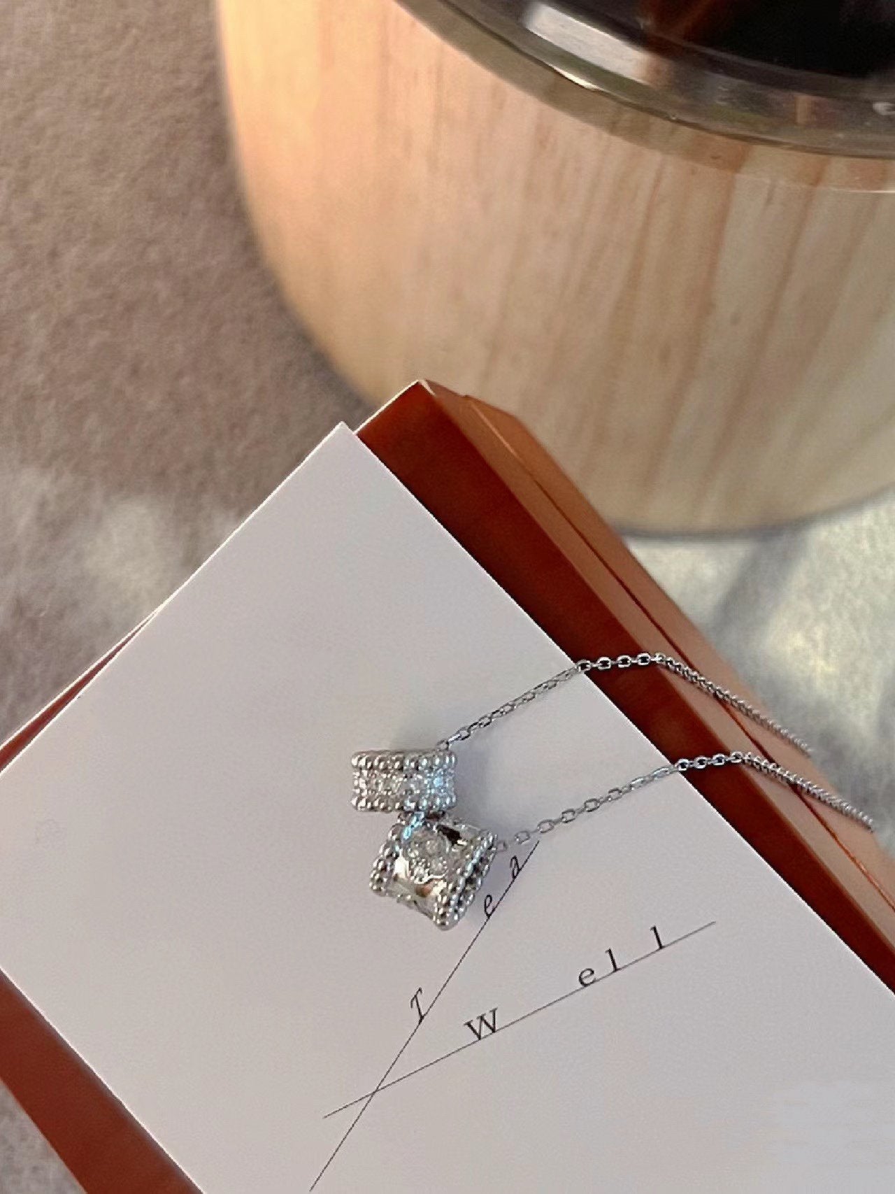 [Regalia jewelry]PERLEE DOUBLE PENDANT SILVER DIAMOND NECKLACE