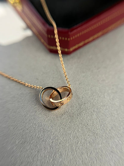 [Regalia jewelry]LOVE NECKLACE DOUBLE RING PINK GOLD