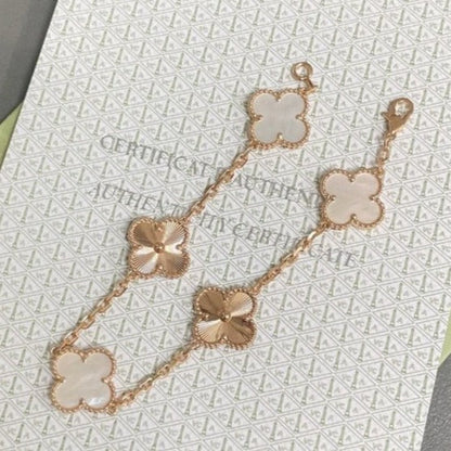 [Regalia jewelry]CLOVER BRACELET 5 MOTIF WHITE MOP PINK GOLD